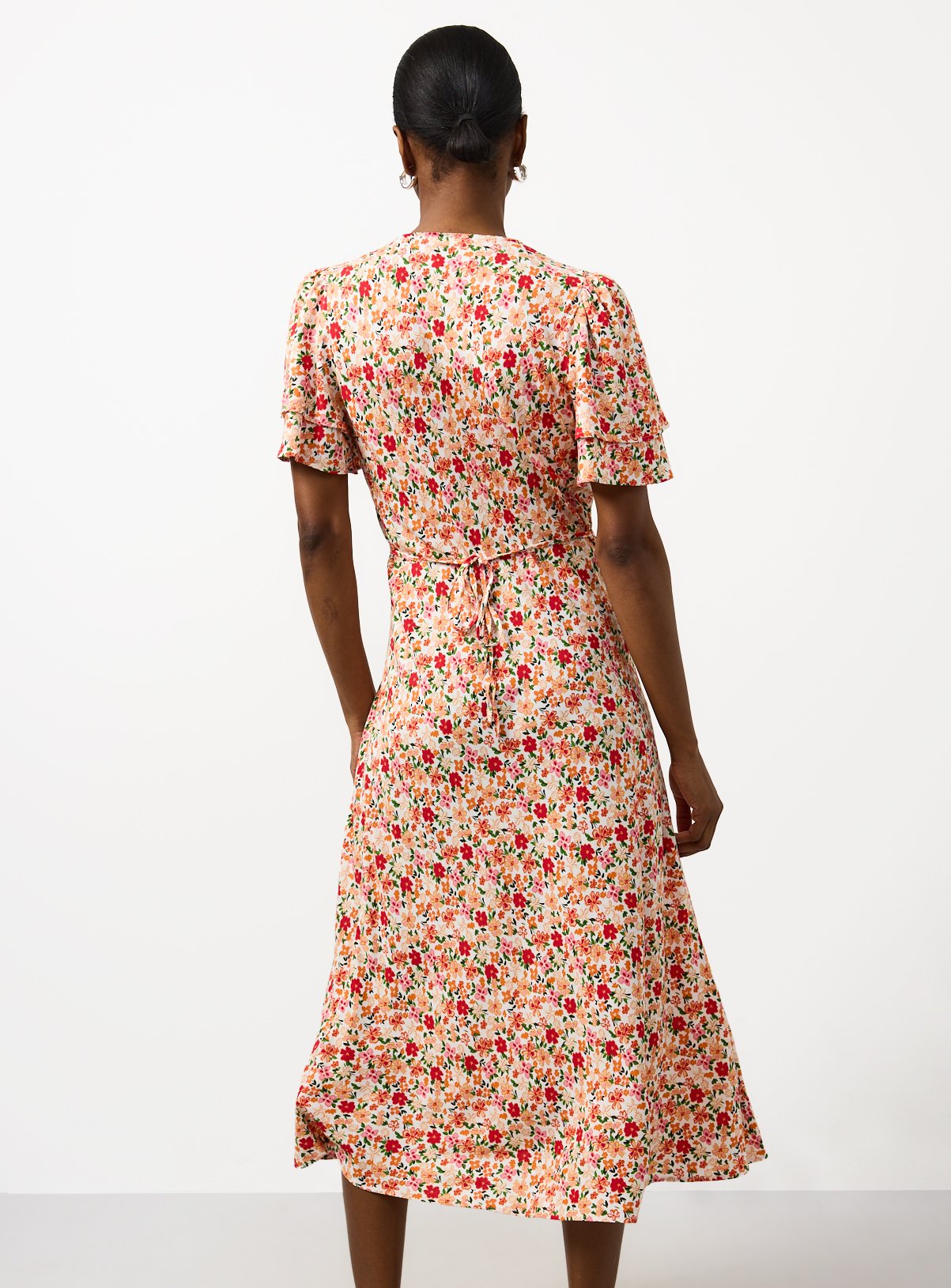 Orange Floral Print Midaxi Tea Dress 12 - Image 4 thumbnail